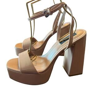 Aqua Cher Leather Ankle Strap Platform Heels Sexy Modern Uptown NEW Size 9